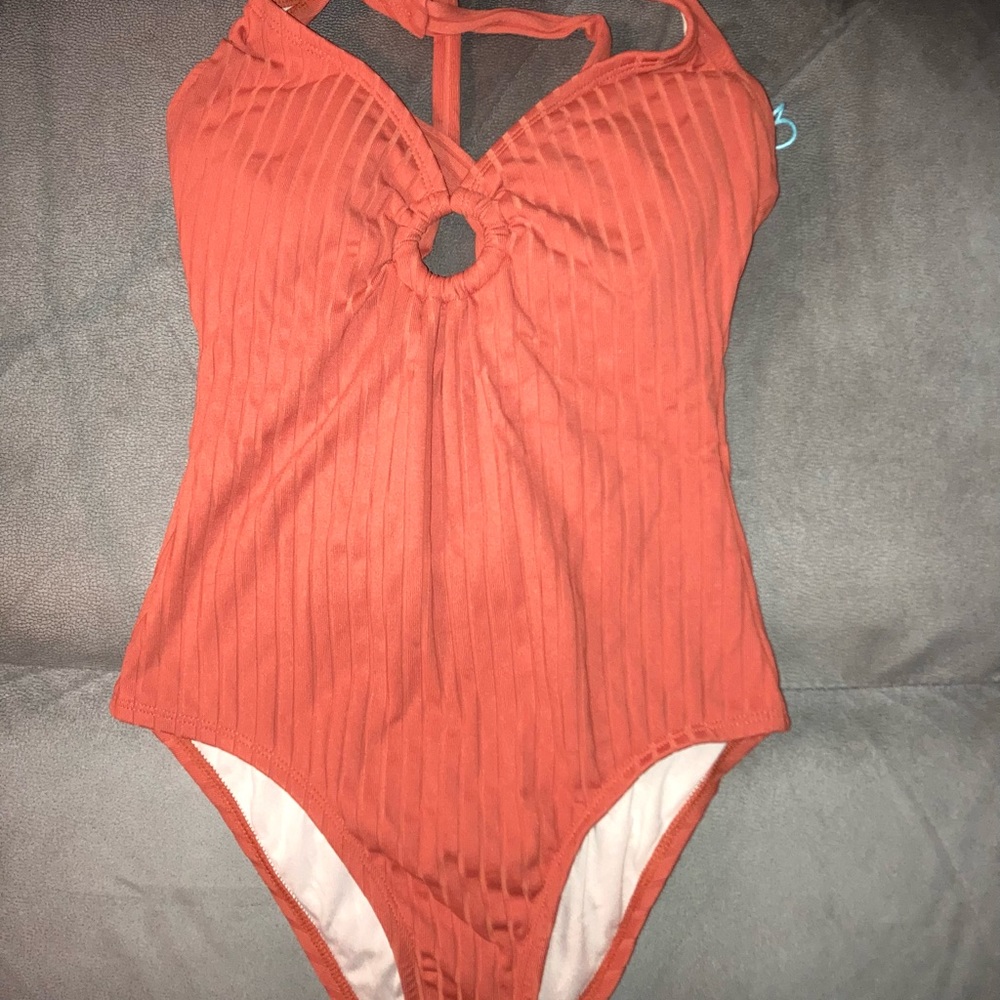Women’s Kona Sol Wide Ribbed Apricot One Piece Medium Coverage Swimsuit